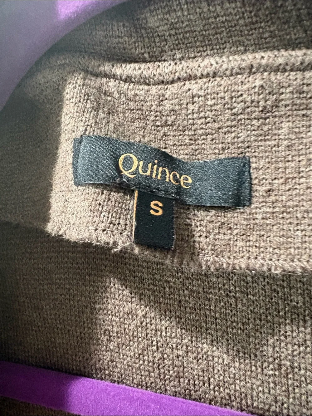 Quince Brown Knit Open-Front Cardigan S